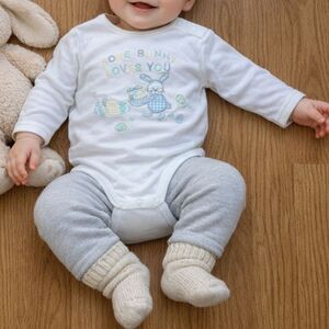 Vintage 90's Embroidered Easter Baby Onesie 6/9 Months